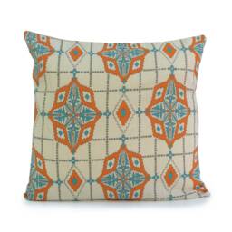 Ivory, Beige, Blue & Orange Pillow, Throw Pillow Cover, Decorative Cushion Pillowcase, Accent Toss - thumbnail 1