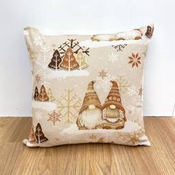 992. Handmade Christmas Dwarfs in Brown, Green 100% Cotton Cushion Cover, Various Sizes - thumbnail 2