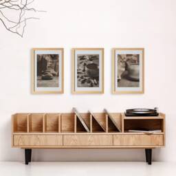 "Open Cabinet For Vinyl Records & Books Oak ""Poppy" - thumbnail 4