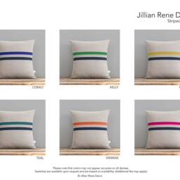 Cobalt Blue & Navy Striped Linen Pillow Cover 16x16 - Modern Home Decor By Jillianrenedecor Monaco - thumbnail 4