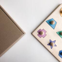 Geometric Shape Wooden Puzzle Montessori Wooden Toy Shape Sorter Toddler Educational Sorting - thumbnail 2