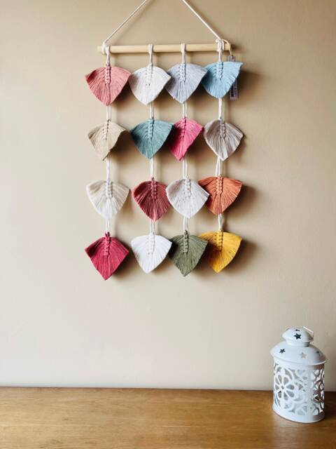 Macrame Mini Feathers Wall Hanging - Nursery Natural Decor Falling Leaves Boho Various Colours - image 1