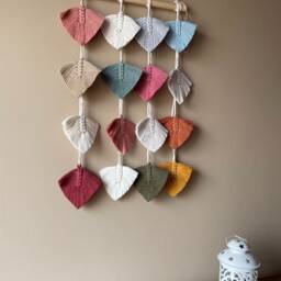 Macrame Mini Feathers Wall Hanging - Nursery Natural Decor Falling Leaves Boho Various Colours - thumbnail 2