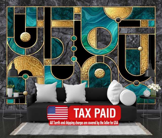 Geometric Mosaic Mural, Abstract Art Deco, Peel & Stick Wallpaper - image 1