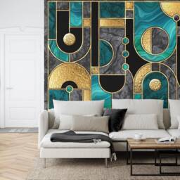 Geometric Mosaic Mural, Abstract Art Deco, Peel & Stick Wallpaper - thumbnail 2