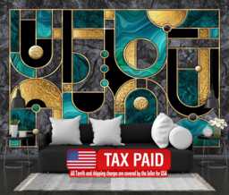 Geometric Mosaic Mural, Abstract Art Deco, Peel & Stick Wallpaper - thumbnail 1