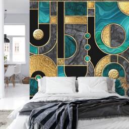 Geometric Mosaic Mural, Abstract Art Deco, Peel & Stick Wallpaper - thumbnail 3