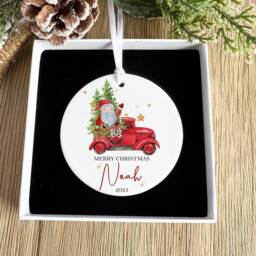 Personalized Christmas Bauble Santa Truck Ornament, Gift For Child - thumbnail 3