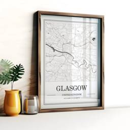 Glasgow Map Print Minimalist Black & White City Street Art - thumbnail 2