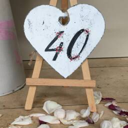 40 Decorative Wooden Heart, 40Th Birthday Tag. Gift, Anniversary Anniversary, Keepsake, Gift Topper - thumbnail 2