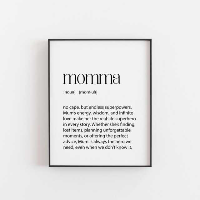 Momma Definition Print - Superhero Mum Gift Perfect For Christmas, Birthdays, & Mother's Day Funny & Heartfelt Wall Art Keepsake - image 1