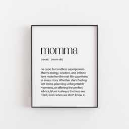 Momma Definition Print - Superhero Mum Gift Perfect For Christmas, Birthdays, & Mother's Day Funny & Heartfelt Wall Art Keepsake - thumbnail 1