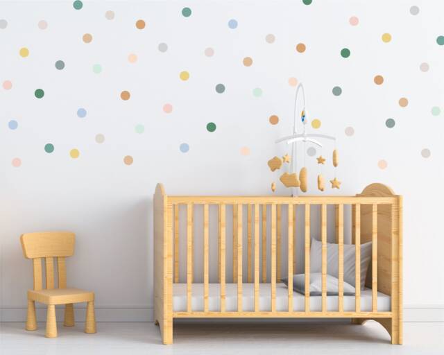 Neutral Polka Dot Wall Decals Earth Tones Nursery Decor - 155 Pack