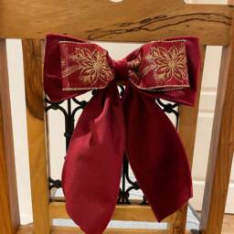 Luxury Burgundy Velvet/Glitter 10 Inch Bow With Back Tie. Christmas, Wreaths, Decor - thumbnail 3