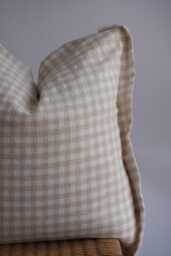 Neutral Plaid Pillow Sham Linen Hemp Blend, Farmhouse Boho Decor - thumbnail 1
