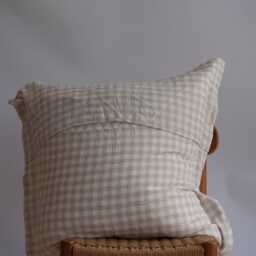 Neutral Plaid Pillow Sham Linen Hemp Blend, Farmhouse Boho Decor - thumbnail 3