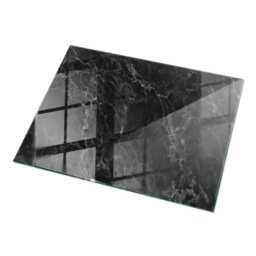 Marble Pattern With Veins Glass Table Top, Black Minimalist Tabletop, Durable Tempered Elegant Surface - thumbnail 2