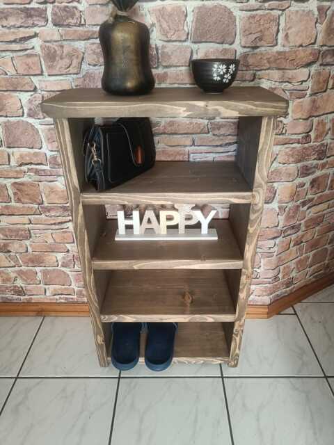 Handmade Rustic Wooden Shoe Cabinet Four Shelves - Many Colours & Sizes - image 1