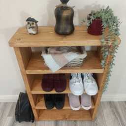 Handmade Rustic Wooden Shoe Cabinet Four Shelves - Many Colours & Sizes - thumbnail 3