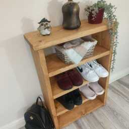 Handmade Rustic Wooden Shoe Cabinet Four Shelves - Many Colours & Sizes - thumbnail 2