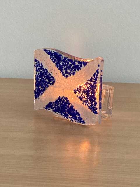Fused Glass Sparkling Saltire Tea Light Holder - image 1