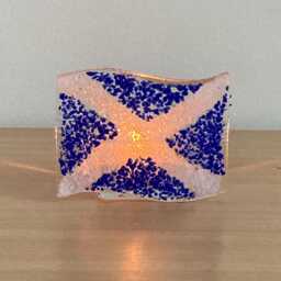 Fused Glass Sparkling Saltire Tea Light Holder - thumbnail 2
