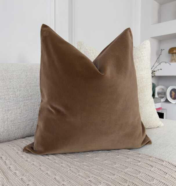 Premium Velvet Taupe Cushion Cover Throw Pillow Home Decor Lumbar - All Sizes - image 1