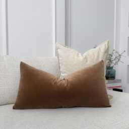 Premium Velvet Taupe Cushion Cover Throw Pillow Home Decor Lumbar - All Sizes - thumbnail 2