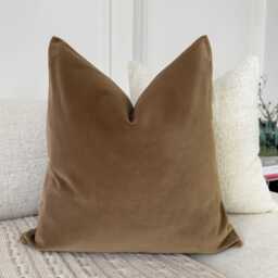 Premium Velvet Taupe Cushion Cover Throw Pillow Home Decor Lumbar - All Sizes - thumbnail 3