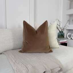 Premium Velvet Taupe Cushion Cover Throw Pillow Home Decor Lumbar - All Sizes - thumbnail 4