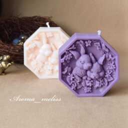 Handcrafted Easter Bunny Candle Soy & Beeswax Floral Decor - thumbnail 3