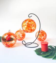 Hand Painted Glass Tealight Holder Abstract Home Decor