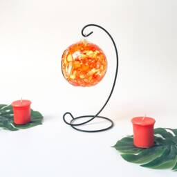 Hand Painted Glass Tealight Holder Abstract Home Decor - thumbnail 4
