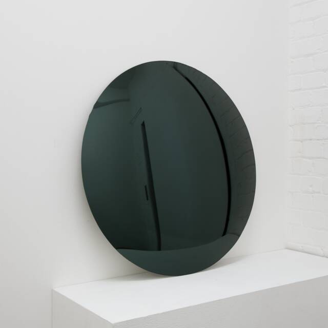 Orbis??? Convex Black Tinted Art Deco Round Frameless Mirror - image 1