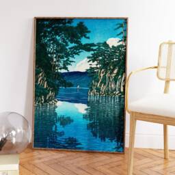 Hasui Kawase Japanese Poster, Lake Towada, Decor, Asian Wall Art, Traditional Spectacular Scenery Print, Nature Poster - thumbnail 3