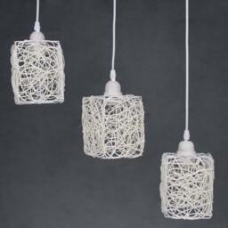 3 Pcs Shades Chandelier Lighting, Handwoven Rattan Cuboid-Shaped Lampshade, Pendant Lights - thumbnail 3
