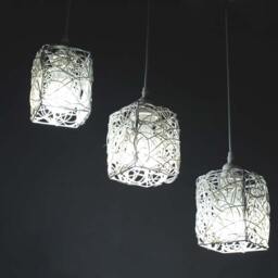 3 Pcs Shades Chandelier Lighting, Handwoven Rattan Cuboid-Shaped Lampshade, Pendant Lights - thumbnail 2