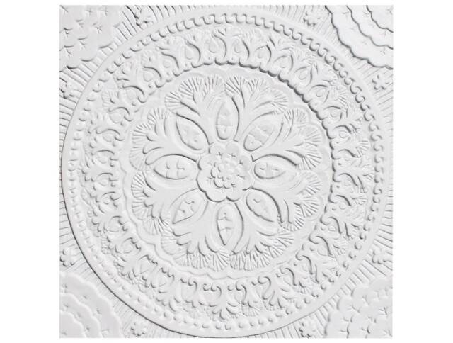 White Ceramic Floral Wall Tile, Suzani Art, Garden Decor - 30cm/11.8 - image 1