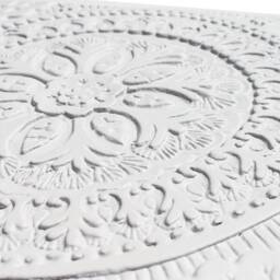 White Ceramic Floral Wall Tile, Suzani Art, Garden Decor - 30cm/11.8 - thumbnail 3
