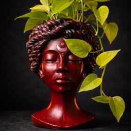 Blood Moon Goddess Planter - Witchy Face Plant Pot Dark Academia Bust Handmade UK - thumbnail 3