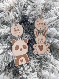 Your Child's Doodle Ornament, Christmas Keepsake, Kid's Handwriting, Drawing, Artwork, Personalized Name, Grandparents Gift, Wood Engraved - thumbnail 1