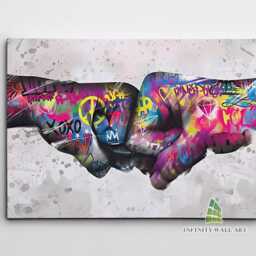 Graffiti Peace Fist Bump Canvas Art Wall Print Picture Framed Home Decor -E61 - thumbnail 2