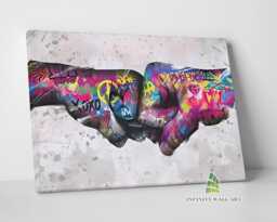 Graffiti Peace Fist Bump Canvas Art Wall Print Picture Framed Home Decor -E61 - thumbnail 1