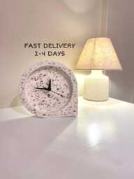 Home Improvement , Terrazzo Desk Clock, Unique Handmade Concrete Decor