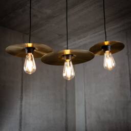 "Drum Cymbal Lamp Pendant Set Of 3 - Industrial Trio - 8"", 10"", 12" - thumbnail 1