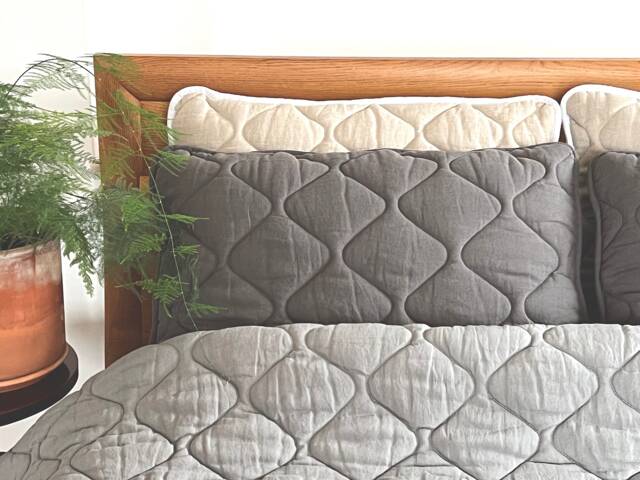 Organic Wool Filled Linen Pillow Quilted Bedding - image 1
