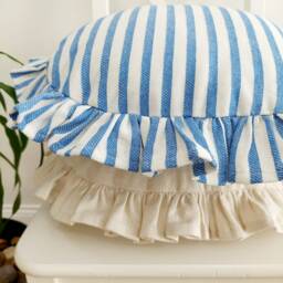Bohemian Linen Striped Pillow Cover Circle Frill Edge Cushion - thumbnail 2