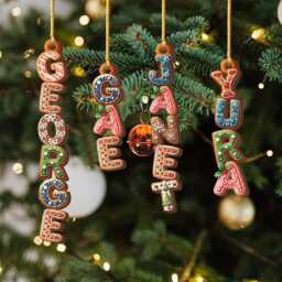Personalized Kids Name Ornament, Custom Stocking Tag, Gingerbread Alphabet Christmas Gifts For Kids, Tag - thumbnail 3