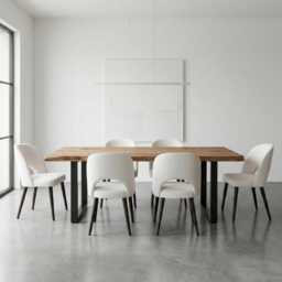 Set Table & Bench Firsby Sq Live Edge Dining Rustic Solid Wood Industrial Steel Legs Cotswold - thumbnail 3
