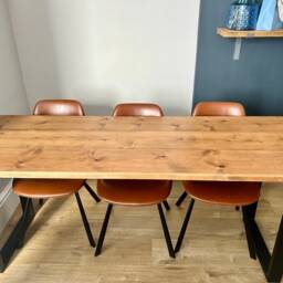Handmade Industrial Dining Table - Solid Wood With Steel Legs - thumbnail 4